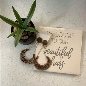 NEW Detailed Half Moon Hanging Earrings